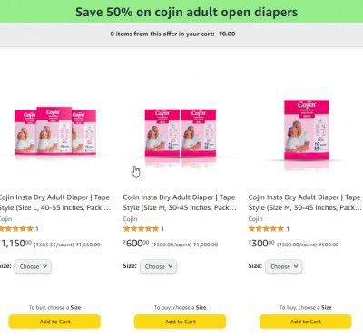 Cojin Insta Dry Adult Diaper | Get Extra 50% Off Via Coupon