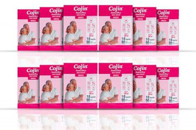 Cojin Insta Dry Adult Diaper | Tape Style (Size M, 30-45 inches, Pack of 12-120 Diaper Stick Pants)