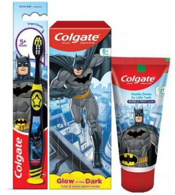 Colgate Kids 6+yrs Batman Toothpaste 80g & Kids Batman Toothbrush 1pc with Book Labels Toothpaste (80 g, Pack of 2)