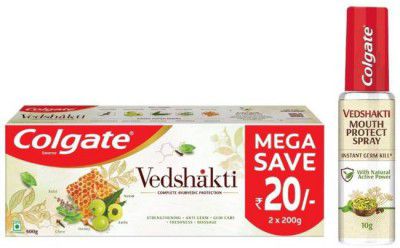 Colgate Vedshakti Toothpaste - 400gmand Vedshakti Mouth Protect Spray - 10gm  (2 Items in the set)