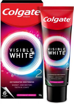 Colgate Visible White O2 Teeth Whitening Toothpaste - Peppermint Sparkle Toothpaste (50 g)