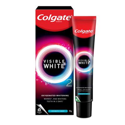 Colgate Visible White O2, Teeth Whitening Toothpaste, Aromatic Mint, 25g, Active Oxygen Technology, Enamel Safe Teeth Whitening Product