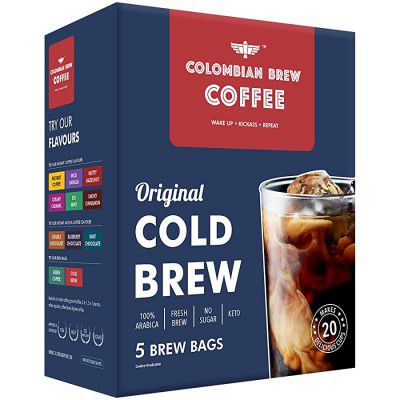 Colombain Brew Coffee Arabica Cold Brew 30 Bags, 60 Cups