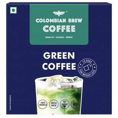 Colombian Brew Coffee Green Coffee Powder, Assorted Hot & Cold Brew 10 Bags, Pack of 2 (For Weight Loss)