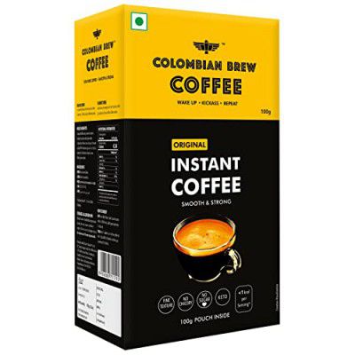 COLOMBIAN BREW COFFEE Pure Instant Coffee Powder, Strong 100g, Box