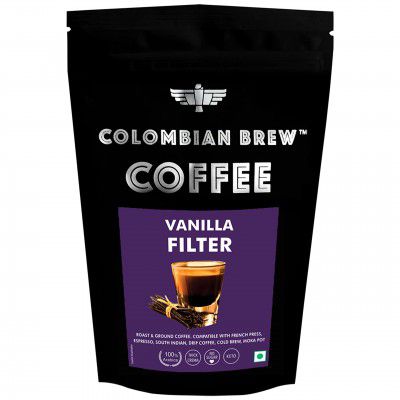 Colombian Brew Vanilla Filter Coffee Powder, Arabica Roast & Ground, 1kg