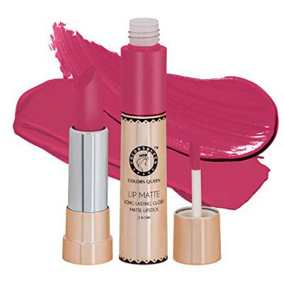 Colors Queen 2 in 1 Matte Lipstick | Lip Matte | Long Lasting Gloss, Waterproof | (07 - Rose Pink, 8g)