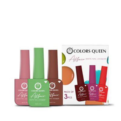 Colors Queen Affair Nail Polish Set of 3-15 Blushing Petal, 24 Grasshopper Green & 26 Spicy Mix 