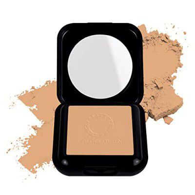 Colors Queen Fit for U Matte Compact Powder with SPF | 2 in 1 Oil Free Compact, UV Protection, Pore Minimizing, Blends Effortlessly | Face Compact for Women (04 - Amber, 18g)