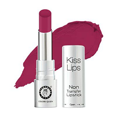 Colors Queen Kiss Lips Matte Lipstick | Smudge Proof & Non Transfer | Creamy Matte Long Stay Lipstick for Women (07 - Fire Magenta)