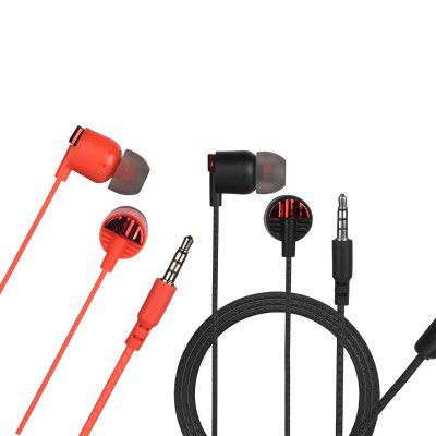 Combo HP-878 Wired Stereo Earphones in-Ear Headphones Bass Earphone, for All Smartphones.(Black/Red)