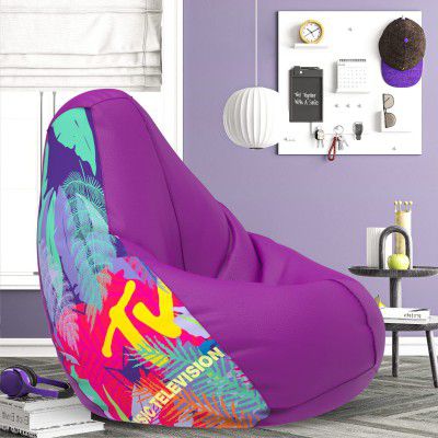 ComfyBean Bag with Beans Filled 4XL- Official: MTV Bean Bags - for Adults - Max User Height : 5.5-6 Ft.-Weight : 70-99 Kgs(Model: MTV_Artwork-6 - Purple)