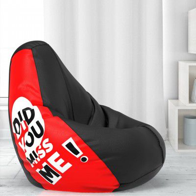 ComfyBean Bag with Beans Filled XXXL- Official: Jack & Mayers Bean Bags - for Young Adults - Max User Height : 5-5.8 Ft.-Weight : 60-70 Kgs(Model: Did You Miss me - Black Red)