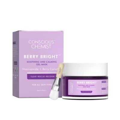 Conscious Chemist® Berry Bright Pore Refining & Brightening Face Mask | For Bright and Clear Skin with Niacinamide & Berry Extracts | 50g