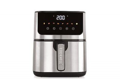 COOKWELL Air Fryer - 1400W - Heavy Duty - Metalic, 4.20 liter, Steel and Black