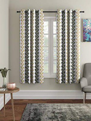 Cortina 2 Piece Floral Design Panel Eyelet Polyester Window Curtains - 5 Feet, Green