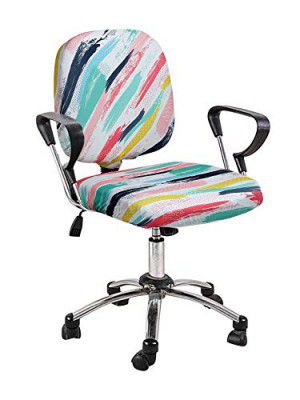 Cortina Corporate Office Chair Covers | Removable Chair Protector | Executive Rotating Chair Seat Case | Stretch Elastic Polyester Spandex Fabric | Abstract Print – Multi Colour | Chair Cover Set Of 1