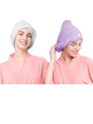 Cortina Microfiber Hair Towel Cap, Soft Absorbent Quick Drying Cap, Wrap Cap for Women Girls-Pack of 2