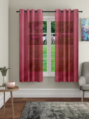 CortinaMaroon 2 Pieces Geometric Sheer Window Curtain