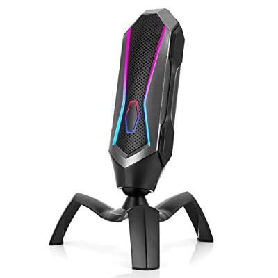 Cosmic Byte Odyssey USB Gaming Cardioid Condensor Microphone with RGB Effects and Touch Button (Black/Silver)