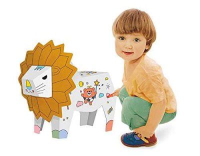 Crackles DIY 3D Paper`s Cardboard Folding Coloring Craft Animals Series-Lion