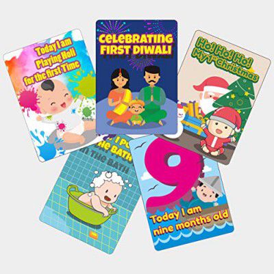 Crackles Funny Theme Baby Milestone Cards Recording 0-12 Months Along with Funny Event Cards -Pack of 35 Cards