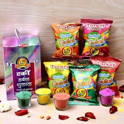 CraftVatika Natural Holi Gulal Colours Pack of 5 Holi Perfumed Colors 500g