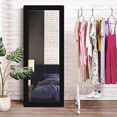 Creative Arts n Frames Long Fiber Wood Rectangular Wall Hanging Wall Mount Mirror (15x40 Classic Black)