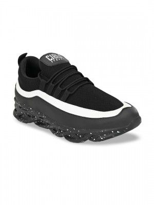 Crew STREET Men Black & White Mesh Running Shoes