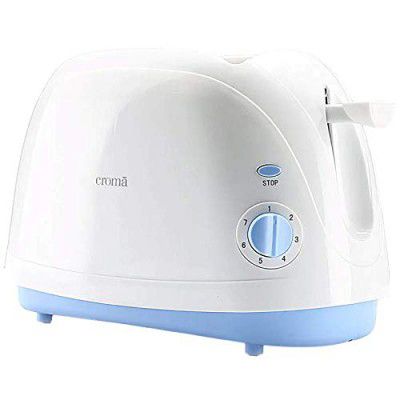 Croma 800 Watt 2 Slice Pop Up Toaster with Safety Cover lid and 7 Browning Settings (CRAK6092)