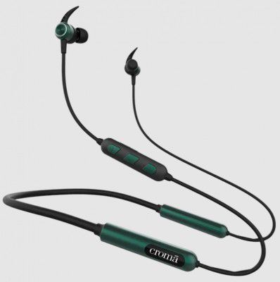 Croma Neckband (Type-C Fast Charging, Dual Connection, 80H Playback, Green)