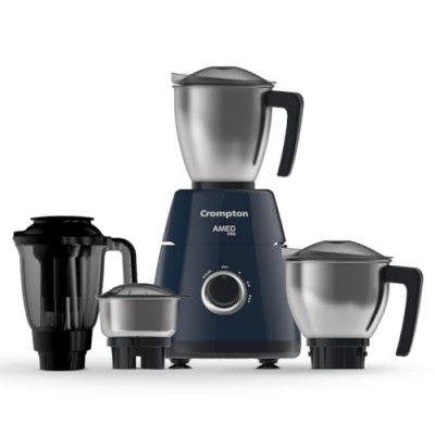 CROMPTON AMEO PRO 750W 4 Jars Mixer Grinder with MaxiGrind and Motor Vent-X Technology (3 Stainless Steel Jars and 1 Juicer Jar, Black & Blue)