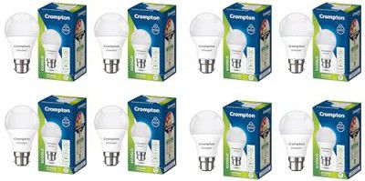 Crompton Dyna Ray 9W Round B22 LED Cool Day Light Pack of 8