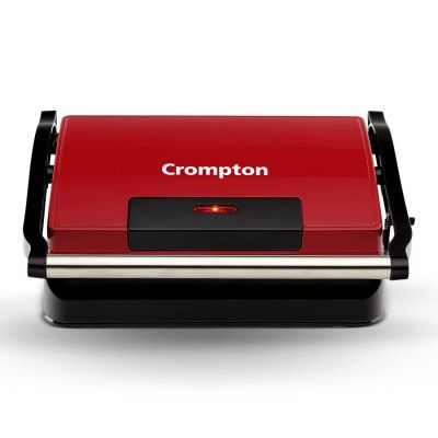 Crompton QuickServe 2 Slice Panini Maker with Floating Hinges | Adjustable Height Control – Makes Thick Sandwiches | 700W | Golden Food Grade Non-Stick Coating | 1.2m Power Cord