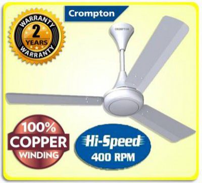 Crompton Super High Speed 400 rpm HS PLUS 51W Energy Saving SUREBREEZE 100% Copper 250 1 Star 1200 mm Energy Saving 3 Blade Ceiling Fan  (Opal White Ultra Hi-Speed 100% Copper Longer Life 250, Pack of