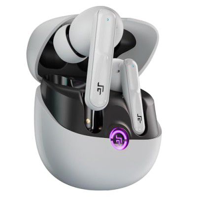 CrossBeats Sonic 3 TWS Ear buds 30dB Hybrid ANC Bluetooth Earphones 40ms Low Latency Gaming buds with Quad Mics 60hr Playtime13mm Graphene Drivers IPX5 Rating Type-c Fast Charge Hall Switch (White)