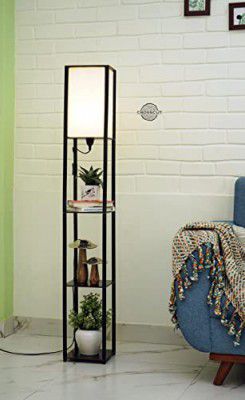 Crosscut Furniture Tower Floor Lamp with Shelf (Cotton White) LED