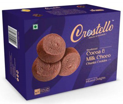 Crostello Brownie Butter Cookies | Made With 100% Pure Butter | 180g | Dark Chocolate Bliss in Every Biscuit | Veg | Perfect with Milk, Tea or Coffee