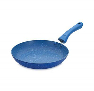 Crystal Marbo Plus Induction Bottom Nonstick Taper Fry Pan | 225 mm | Thickness: 3mm | 5 Layer Coating | Metal Spoon Friendly | Blue