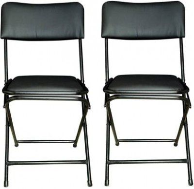 CSS Leather Study Folding Chair  (Black, Set of 2, Pre-assembled)