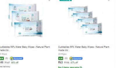 Cuddables Baby Wipes Starts ₹49