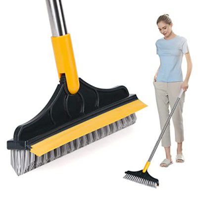 CUISINART Bathroom Cleaning Brush with Wiper 2 in 1 Tiles Cleaning Brush Floor Scrub Bathroom Brush with Long Handle 120° Rotate Bathroom Floor Cleaning Brush Home Kitchen Bathroom Brush (WIPER BRUSH)