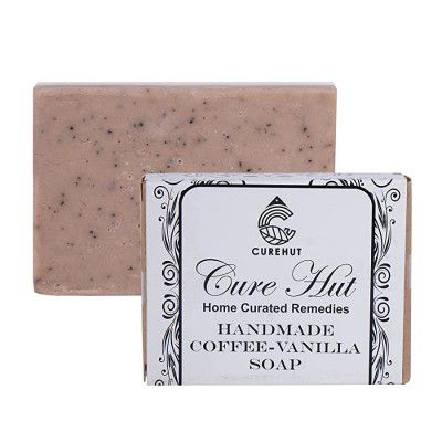 Curehut Natural Goat Milk Base Coffee with Vanilla Essential Oils Handmade Soap - 100Gm, SLS and Paraben Free