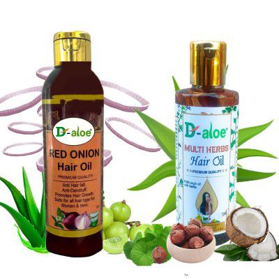 D Aloe Onion Hair Oil + Multi Herbs Hair Oil Combo (100ml + 100 ml) All-rounder hair tonic, Hair Revitalizer