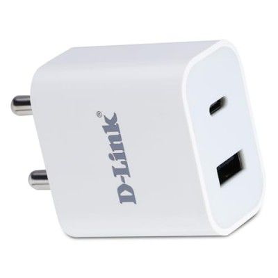 D-Link 20W Dual Port Fast Charger Type-C & USB-A for All Mobiles Phones, Tablets