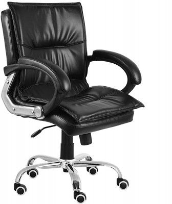 Da URBAN® Miller Medium Back Office Revolving Leatherette Chair (Dark Black) (1PC)