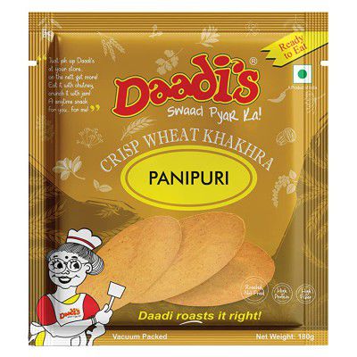 Daadis Golden Wheat Crisps, Panipuri Khakhra, 180g (Pack of 3)