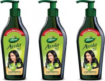 Dabur Amla Hair Oil for Long, Healthy and Strong Hair, 550 ml (Pack of 3) Hair Oil  (1650 ml)