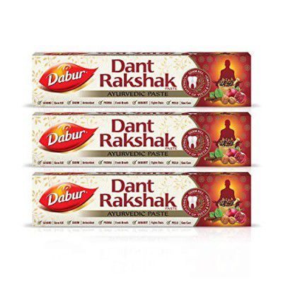 Dabur Dant Rakshak 525g (175g x 3, Pack of 3) Ayurvedic Paste - With Goodness Of 32 Ayurvedic Herbs For Germ Kill & Longevity Of Teeth & Gums