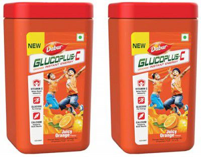 Dabur GlucoPlus-C Instant Energy Glucose Juicy & Tasty Orange Flavour Powder- 400g Jar